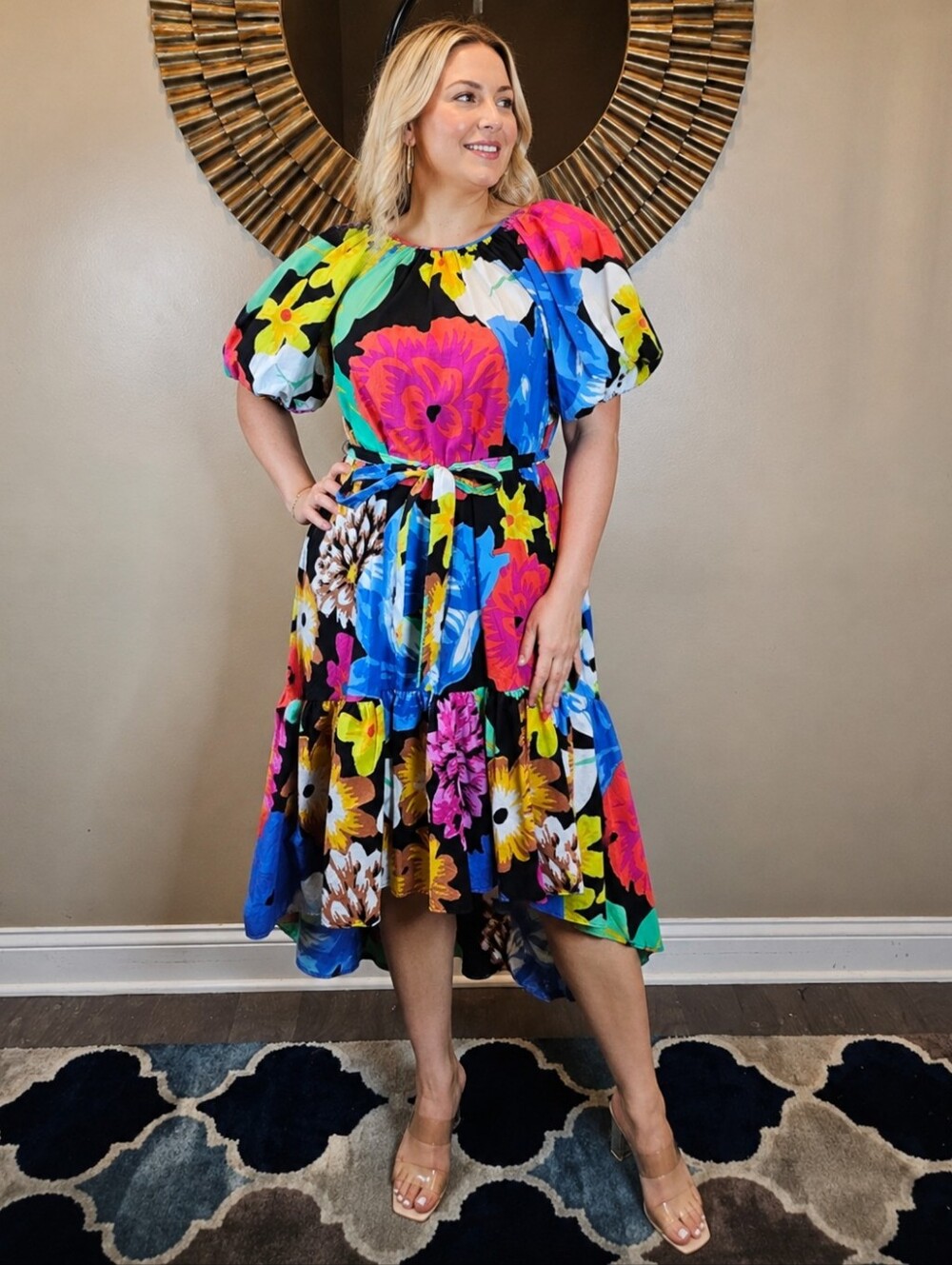 Christopher John Rogers Vibrant Floral High Low Dress Size XL